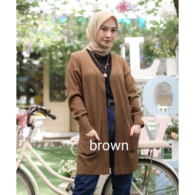 Long Cardy Saku/Cardigan Panjang/Cardigan Rajut/Cardigan saku panjang/Cardigan ala  Korea/Outer Raju