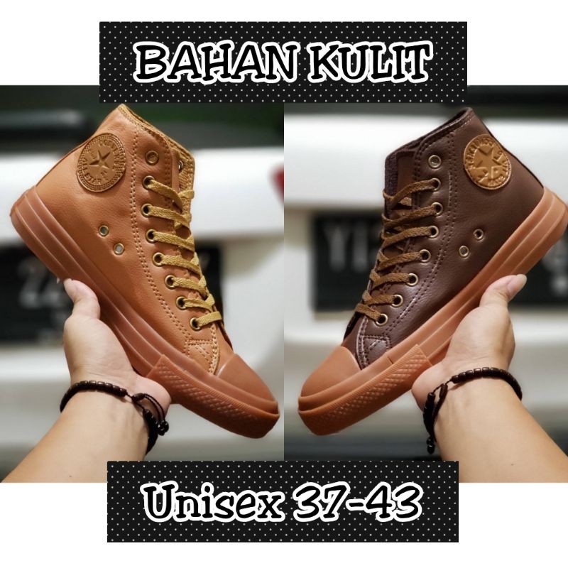 Sepatu Converse Kulit size 37-43. Converse Tinggi, Converse Coklat Kulit