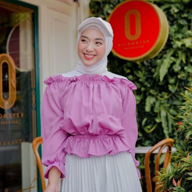 MIRABEL TOP BLOUSE OFF SHOULDER CINO CROPTY TOP SABRINA HITS SELEBGRAM FASHION WANITA