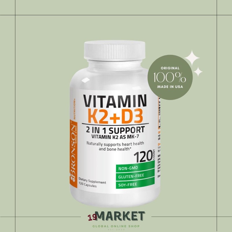 Jual Bronson Vitamin K2 MK7 Plus Vitamin D3 120 Capsules Shopee