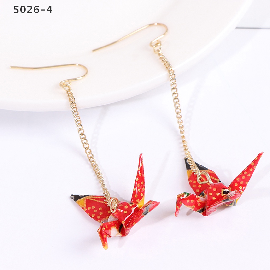 5026-4  Kranich Earrings Origami Miniblings Bird Cranes Faltkunst Senbazuru Paper 5026-4