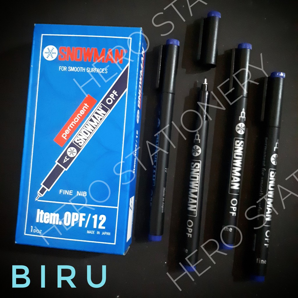 Spidol marker permanen ohp snowman OPF / 12 tinta biru