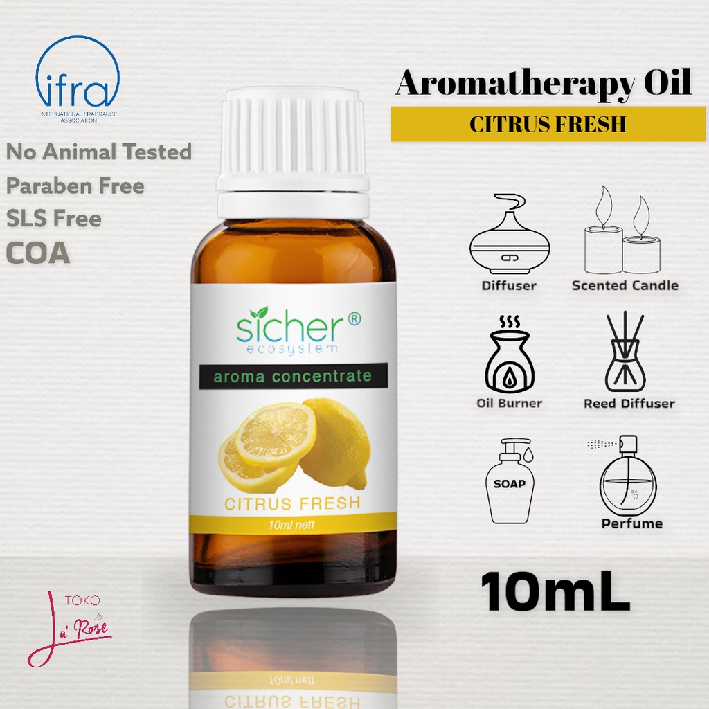 Lemon Citrus Fresh Aromatherapy Sicher Essential Oil Pewangi Ruangan Aromaterapi Diffuser Humidifier 10ml