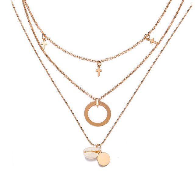 17KM Multi-layer Necklace Bohemian Chain Shell Horn Scallop-11#