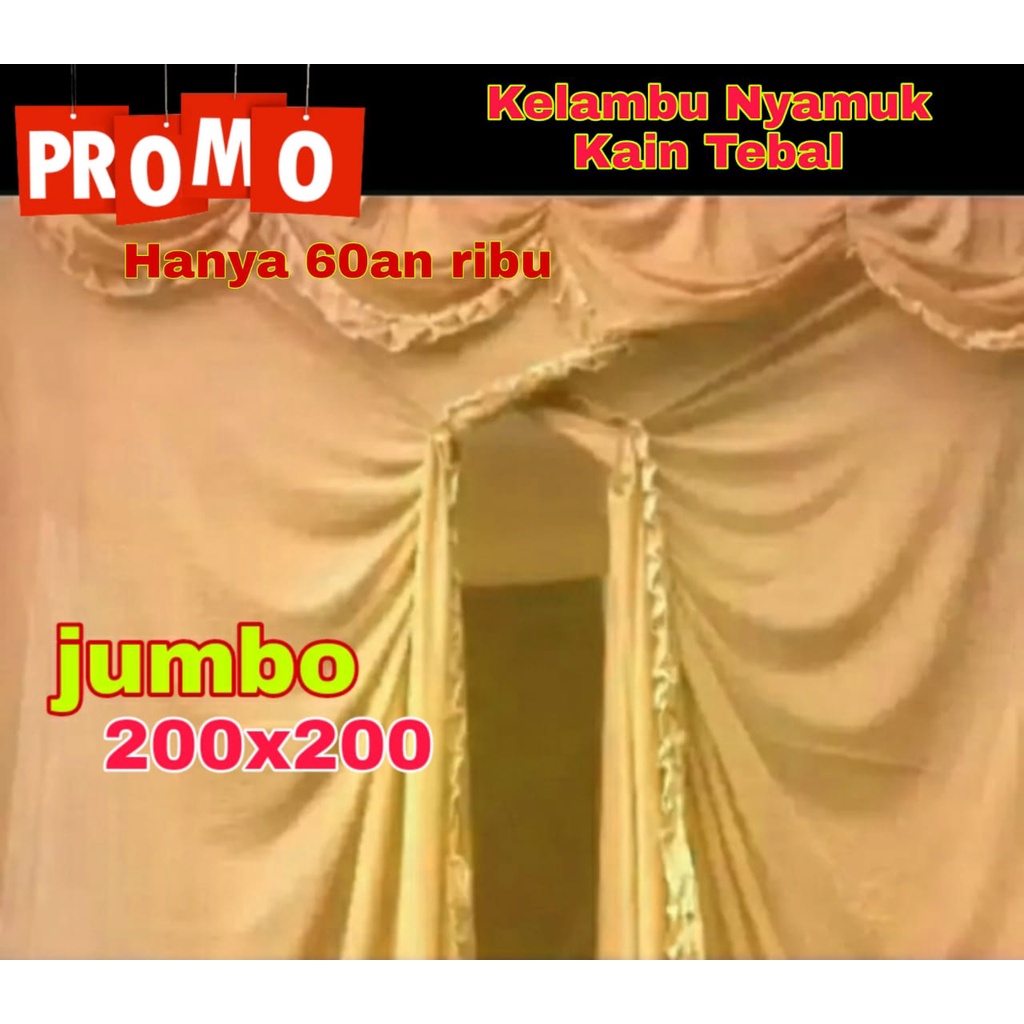 KELAMBU NYAMUK KELAMBU KAMAR TIDUR DEWASA KELAMBU KAIN TEBAL UKURAN JUMBO 200X200