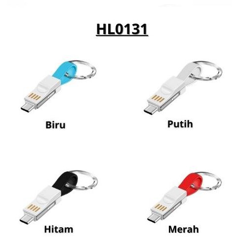 DODORY HL0131 Gantungan Kabel USB Tipe C Mikro USB 2A  3In1 Gantungan Kunci Mini Magnetik Charger