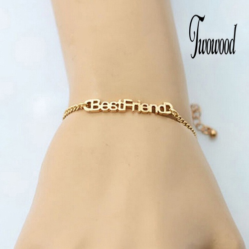 Gelang Rantai Desain Tulisan Best Friend Untuk Unisex