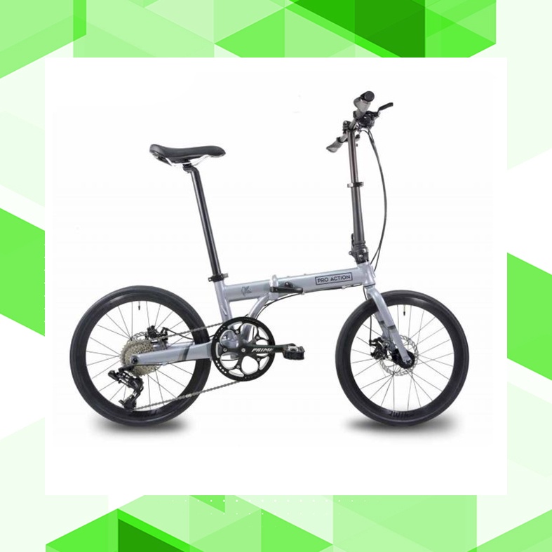 Sepeda Lipat Pro Action Falcon 9 Speed s 22 inch 20 in Folding Bike Warna Nardo Grey Abu 1 x 9 SRAM