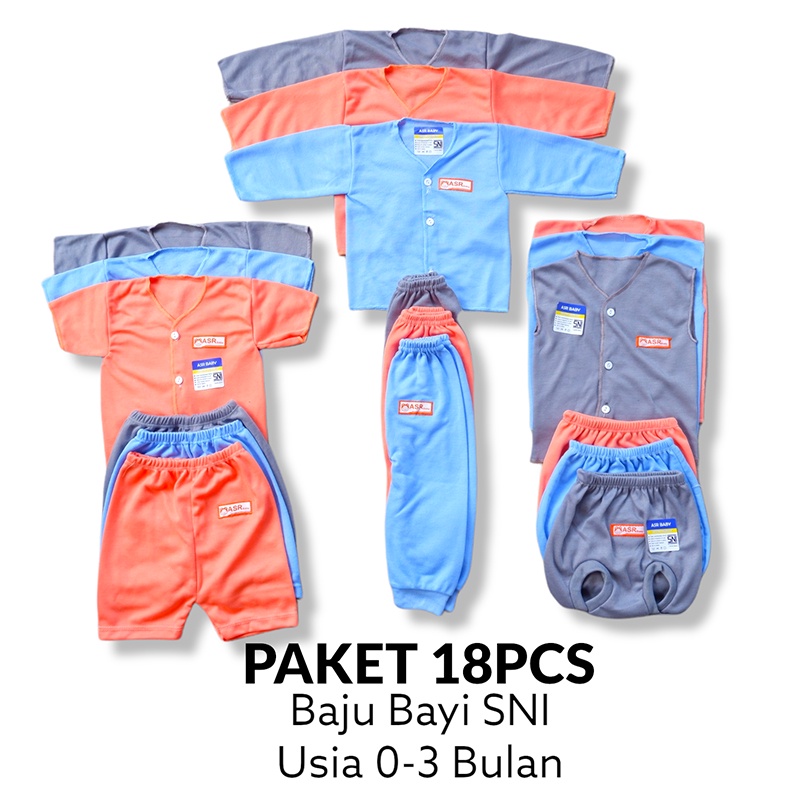 Paket Usaha Baju Bayi SNI 18 Pcs (9 Stel) ASR Baby Cute Tone