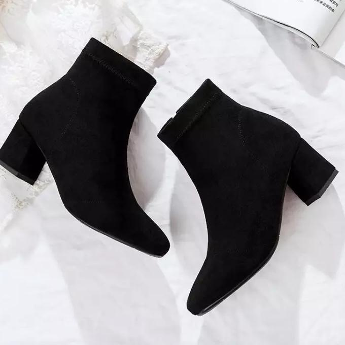 Langsung Beliii.. Sepatu Boots Wanita Hak Tebal Sepatu Boots Kerja Wanita Hak Tinggi  sepatu Boots K