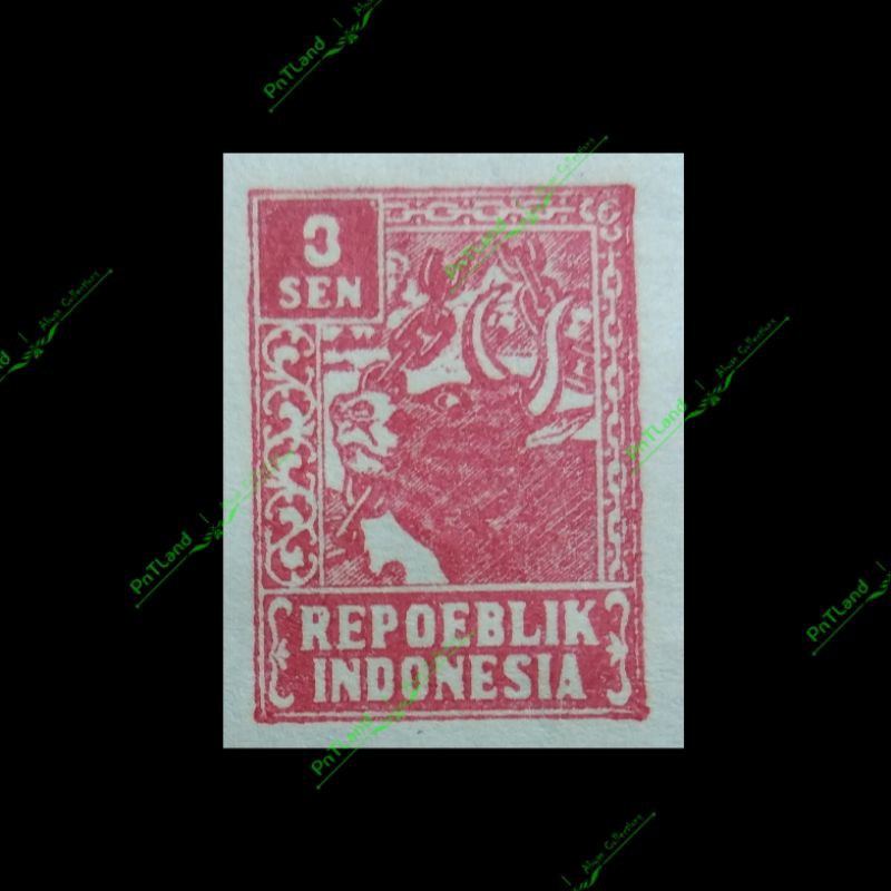 

Prangko / Perangko Seri Revolusi 3 Sen Banteng thn 1946-1947