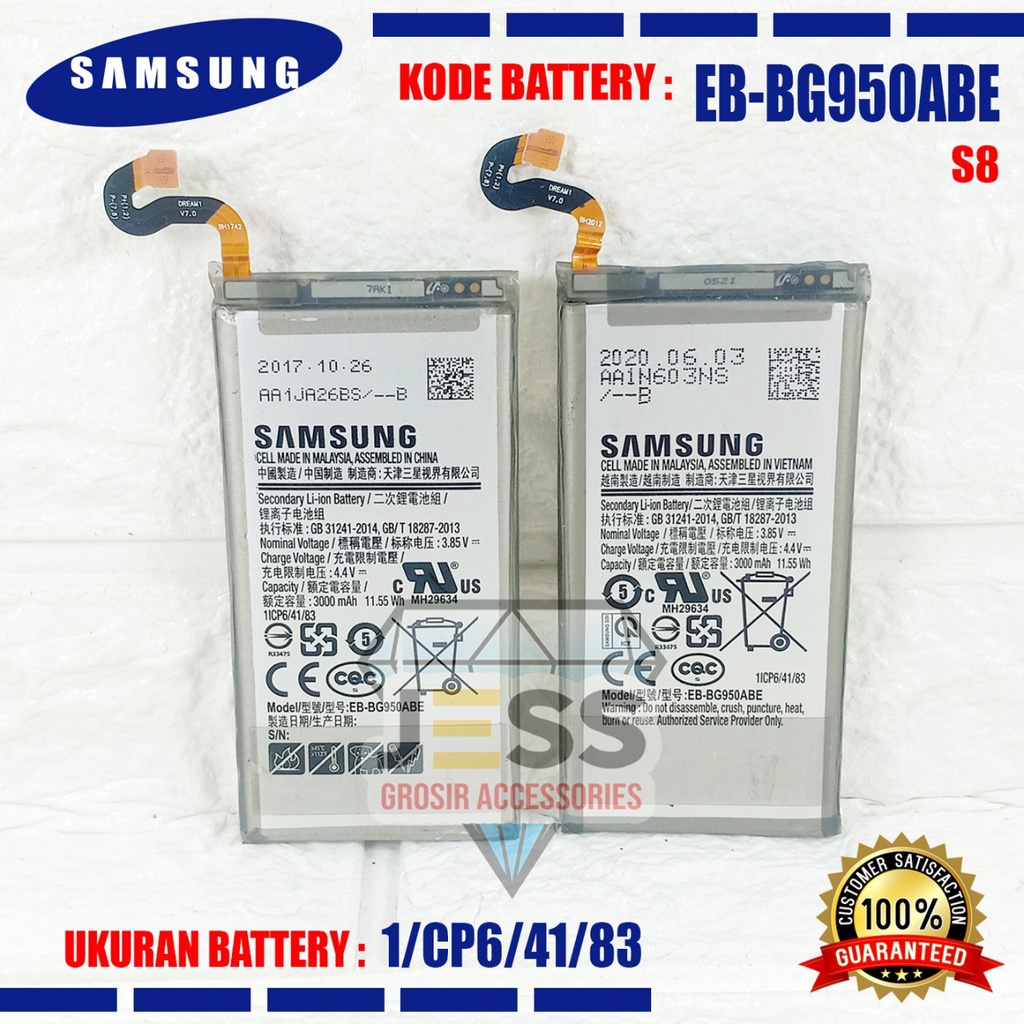 Baterai Original SAMSUNG Galaxy S8 G950 G950U G950F G9508 S8 Flat SM-G950F SM-G9508 Kode Battery EB-BG950ABE &amp; EB-BG950ABA