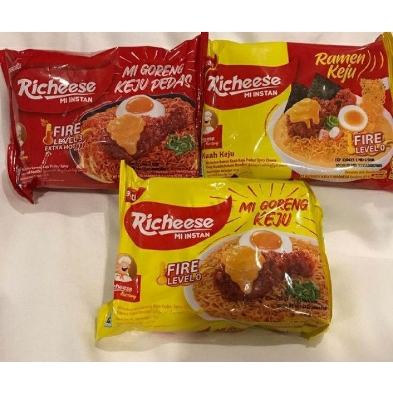 

Mie richeese level 0 , 3 , 5 & ramen keju.