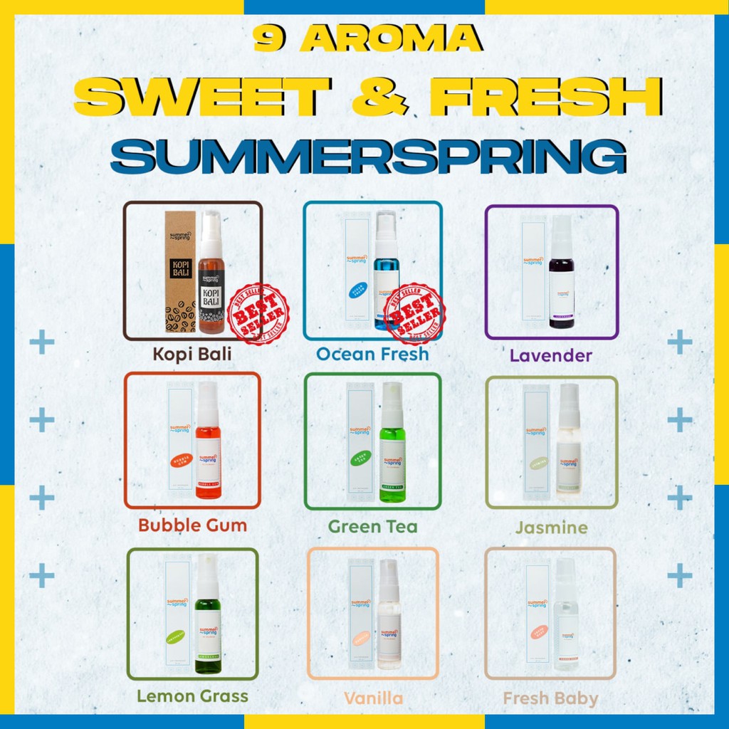 Summer Spring - Spray - Pengharum Pewangi Parfum Ruangan Mobil Toilet Ruang Tamu Dapur Lemari Pakaian Kamar Mandi Tidur Closet Wc - 30ml