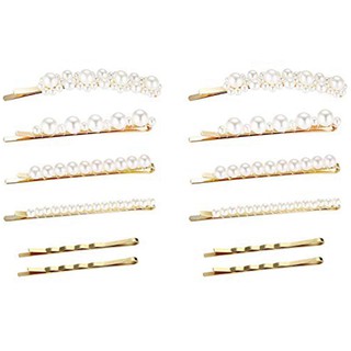 Women Girls 12pcs Fashion Sweet Artificial Pearl Clips Bobby Pins Decorative Hair