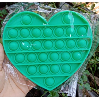 LYSASHOP -  Pop It BESAR AMONG US DINO UNICORN SEGIEMPAT JUMBO RAINBOW PUZZLE MAINAN EDUKASI ANAK-LOVE HIJAU ALPHABET