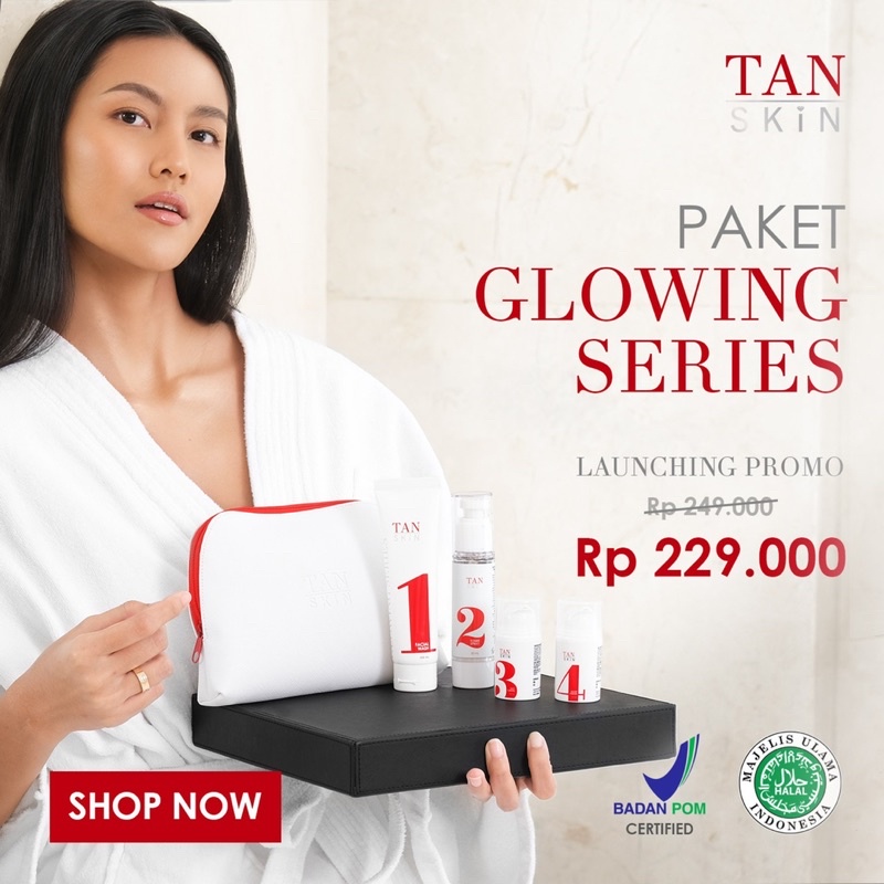 Paket TAN SKIN Glowing Series (FREE Pouch Kosmetik) Skincare Krim Wajah