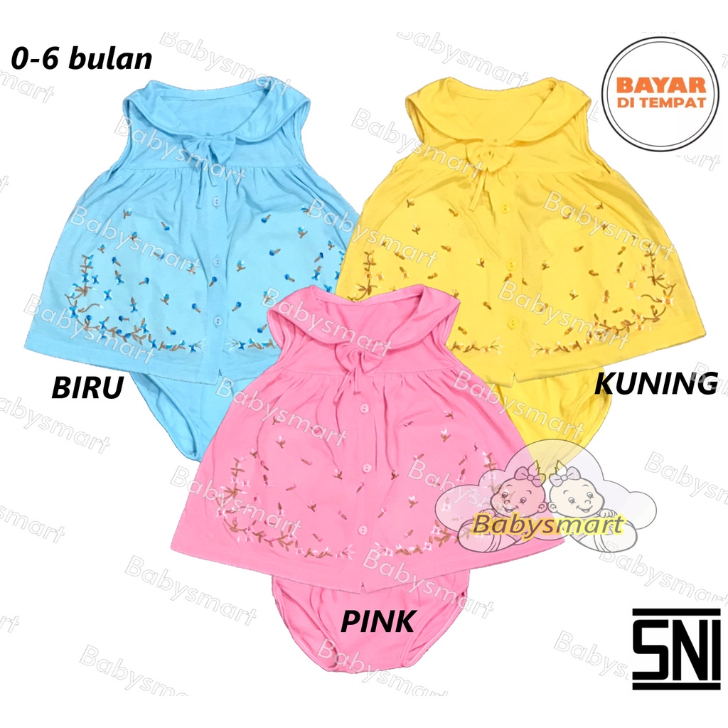 Babysmart - Setelan Baju bayi Perempuan Kancing Depan MOM'S GIFT usia 0 - 6 bulan / Pakaian anak Cewek