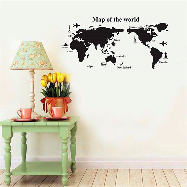 

Puswall - Stiker Dinding / Wallsticker Motive Map Of The World / Dekorasi Dinding Kream / Wall Sticker Custom