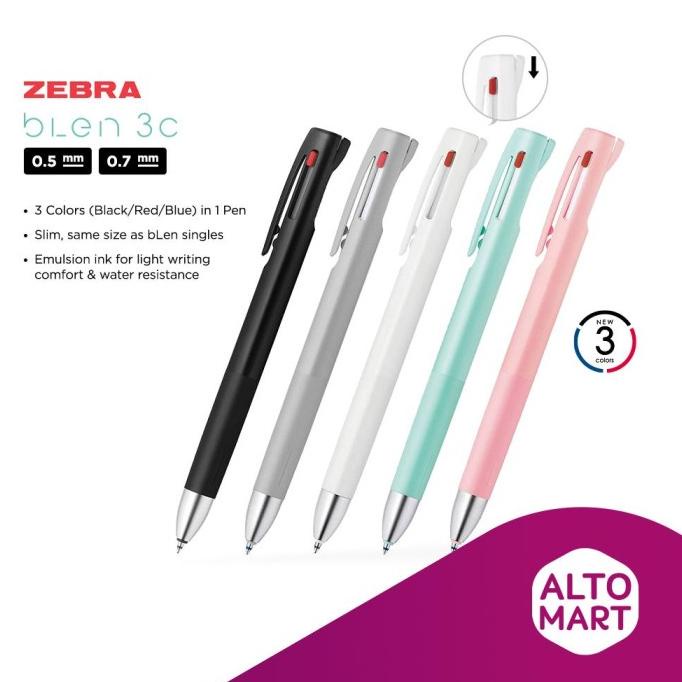 

[COD] Zebra BLEN 3C 3 Color Multi Pen Ballpoint 0.7 0.5 mm by Nendo TERUJI Kode 82