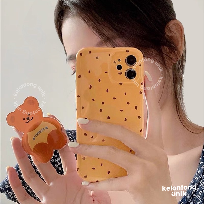 For iPhone - Funny Bear Glossy Soft Case + Griptok