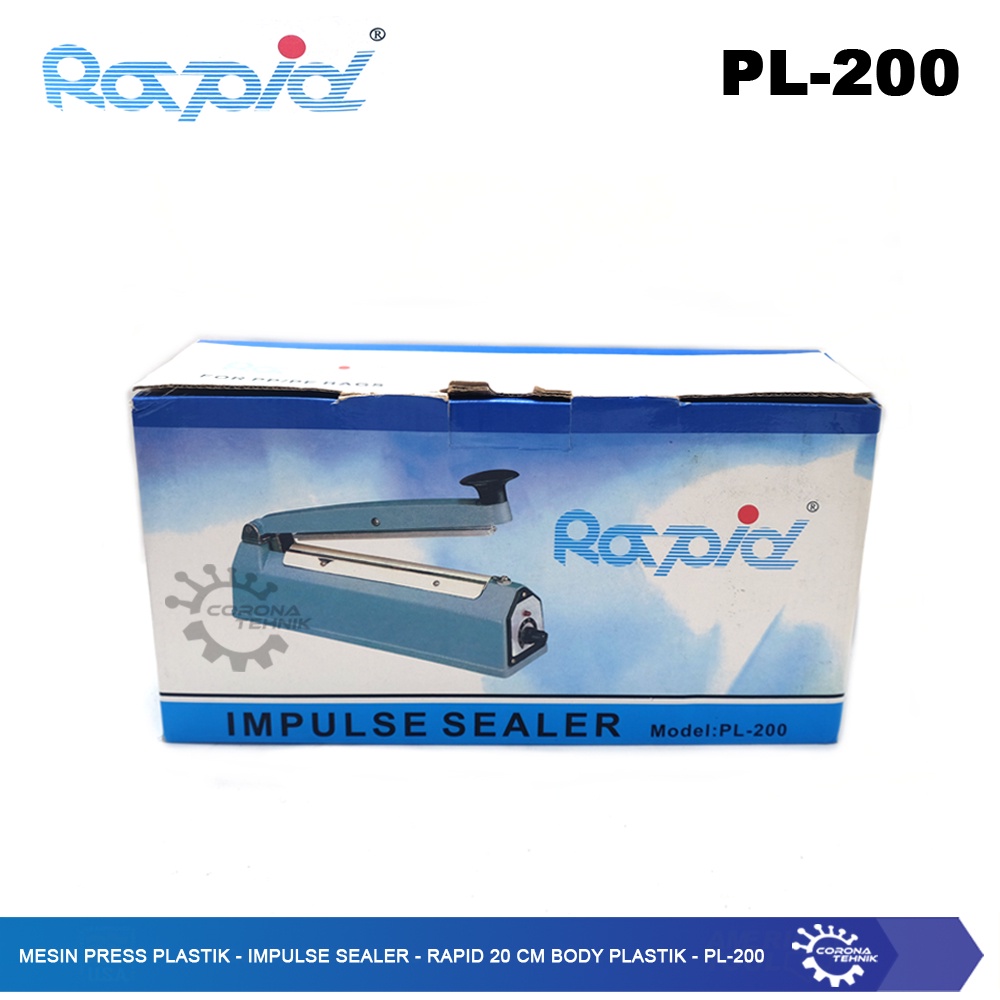 Impulse Sealer Rapid 20 cm Body Plastik - PL-200 - Mesin Press Plastik