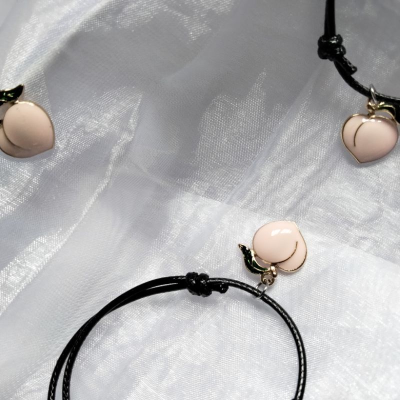 Gelang peach pink tali hitam tahan air persahabatan couple