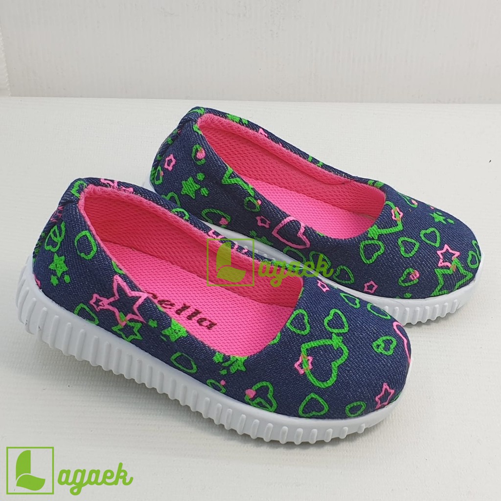 Sepatu Anak Perempuan Usia 1 2 6 7 Tahun Size 22 35 - Sepatu Anak Cewek Slip On Corak Alas Karet Anti Licin