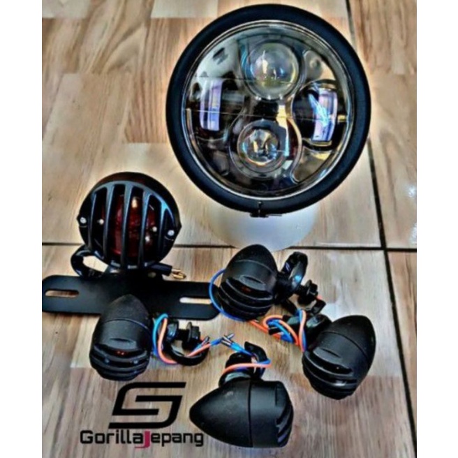 Paket lampu LED motor daymaker set sen gril stopan grill japstyle gl tiger scorpio thunder custom