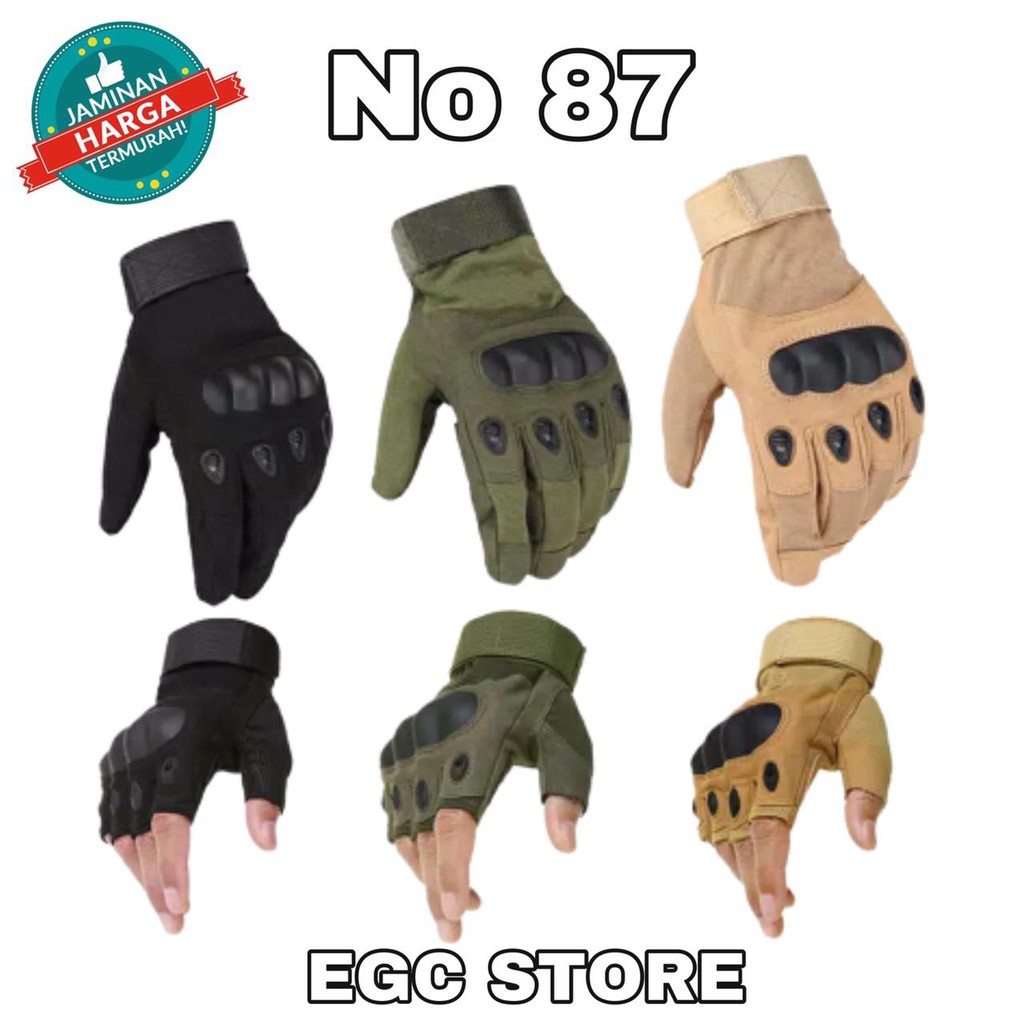 SARUNG TANGAN TACTICAL HALF FINGER FULL FINGER / TACTICAL ARMY / ST SEPEDA MOTOR / SARUNG TANGAN - NO-87 &amp; FAS-196