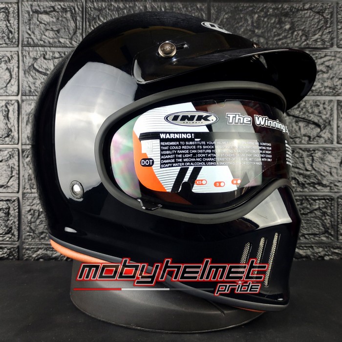 Helm INK Trooper Solid - Black Glossy - Hitam Glossy