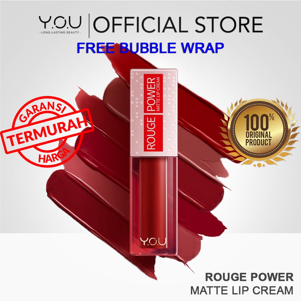 YOU Rouge Power Matte Lip Cream | Matte Finish, Tahan Lama, Nourishing, with Manuka Honey