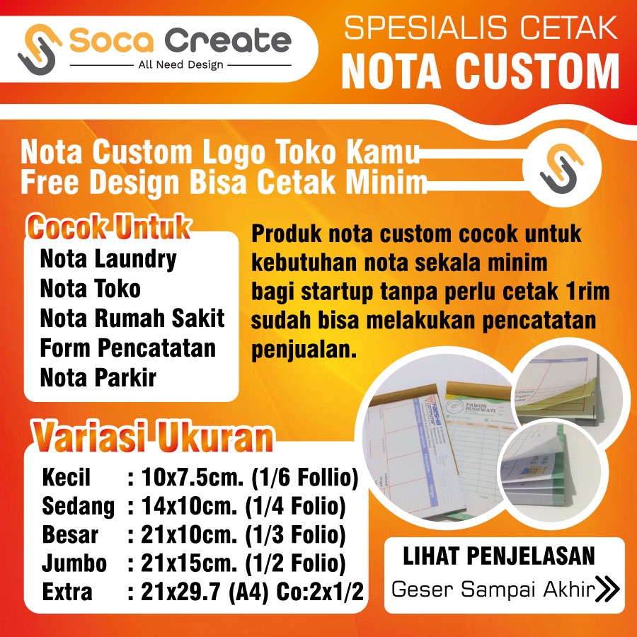 

Nota Custom Fullcolor Terjangkau Rangkap Free Design ISI LEBIH TEBAL 40x Pakai.