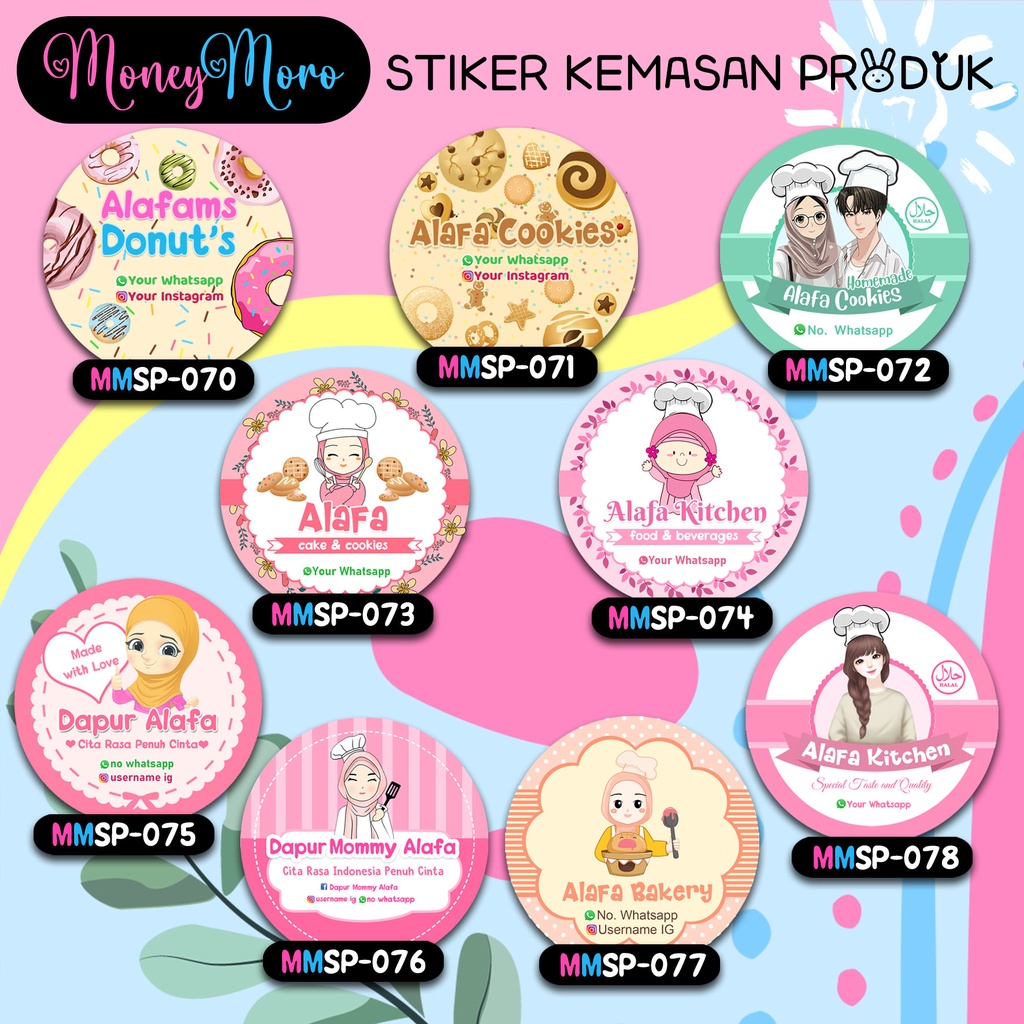 

MoneyMoro Stiker Cookies Stiker Donut / Label Merk Makanan / Stiker Produk 070-077