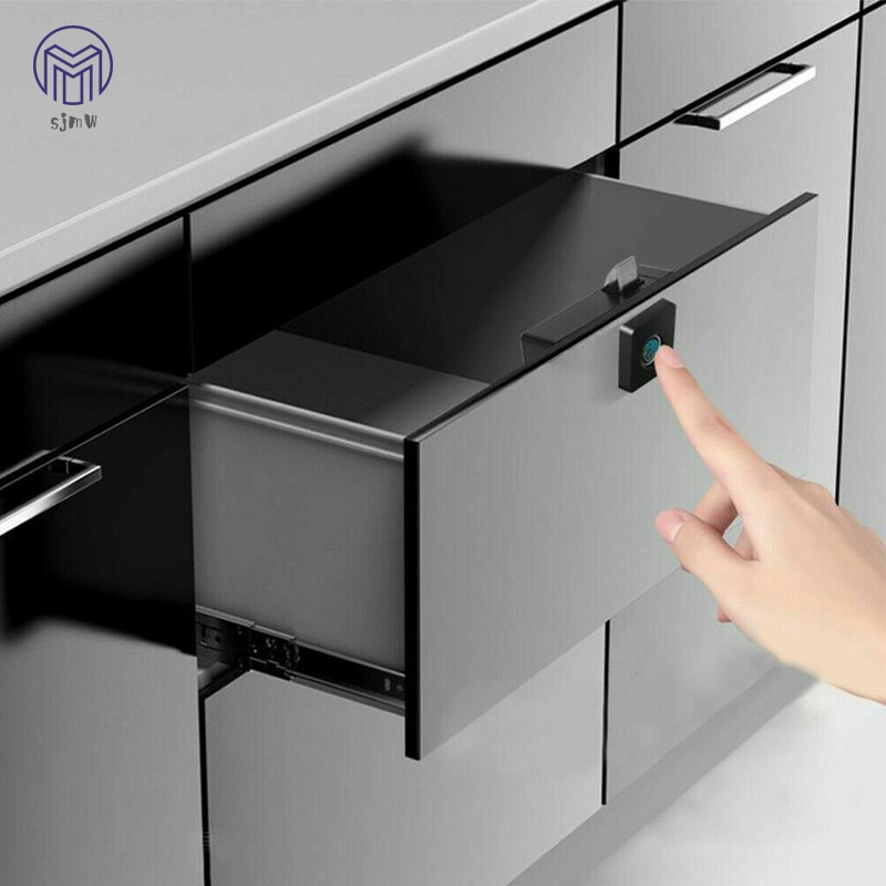 Sjmw Smart Fingerprint Lock Keyless Anti Theft Cabinet Locker For Home Office Drawer Box Shopee Indonesia