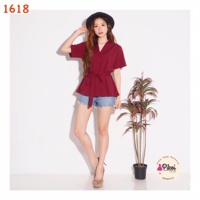 Blouse peplum wanita / blouse putih polos / blouse kantor murah / baju crepe cewek baju kantor 1618