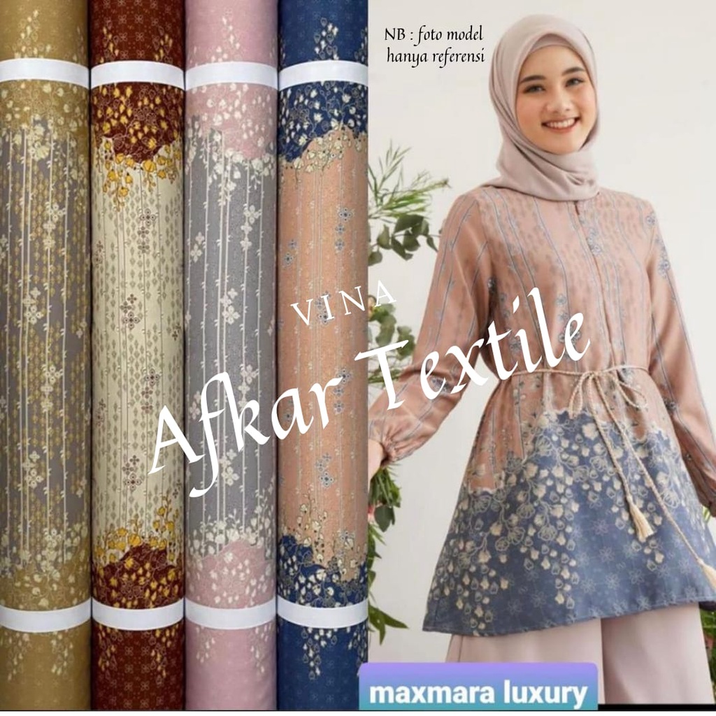 Kain Satin Maxmara Motif - 100% Pure Silk / Original Import / Premium Class / Lebar 1.5 Meter