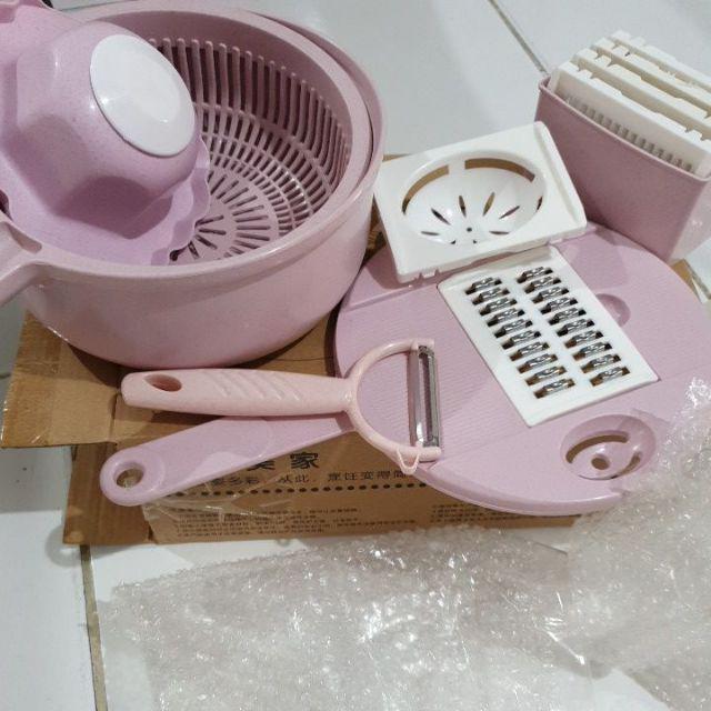 Go - H7001 Set Alat Parutan 12 In 1 / Mandoline Bulat / Alat Pengiris & Pemotong Kentang Sayur