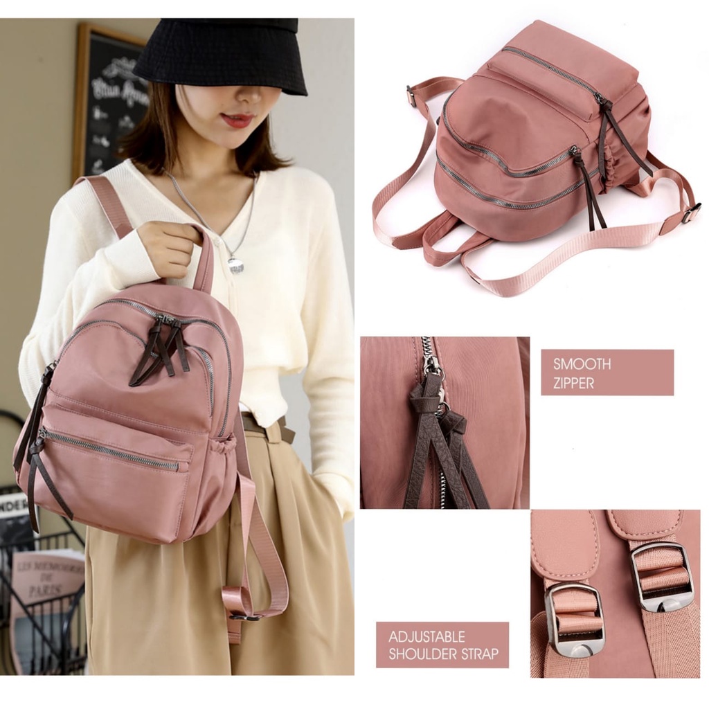 TAS RANSEL WANITA 3 RESLETING GENDONG PUNGGUNG ANTI AIR LUSCA TA454P3 MINI BACKPACK CEWEK KOREA KEKINIAN MURAH KECIL PREMIUM IMPORT BATAM