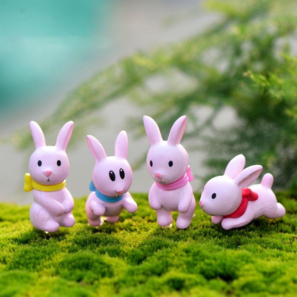 Agustina Bunny Miniatur Mini DIY PVC Untuk Dekorasi Bonsai Peri Luar Ruangan Dengan Dasi Kupu-Kupu Dekorasi Kue Kelinci Lanskap Mikro