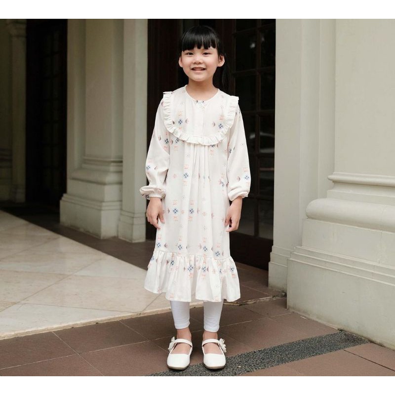 Rumi Dress Kids WHITE 6-12m by Vanilla Hijab