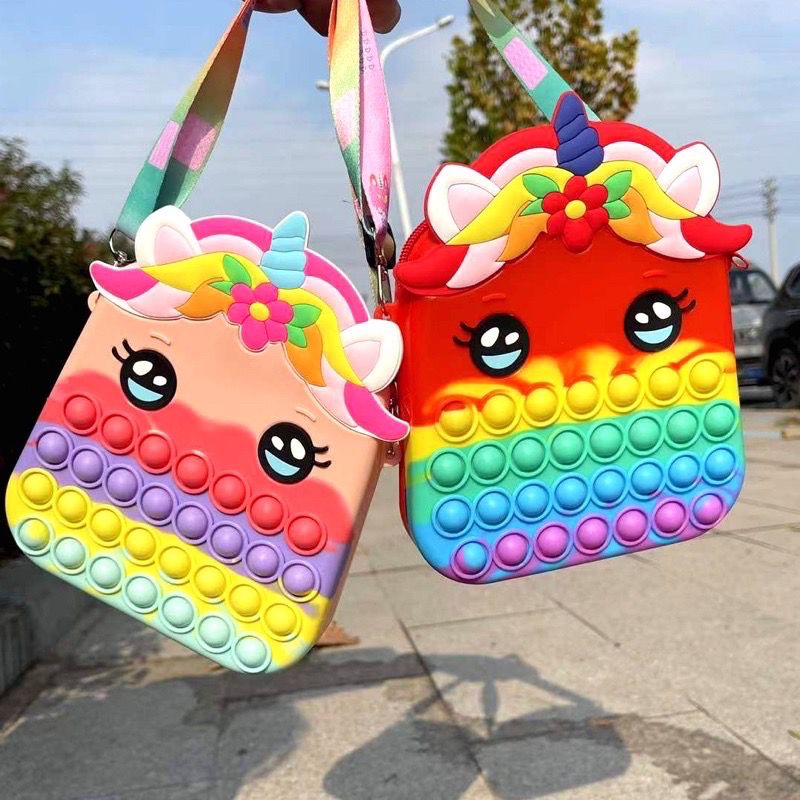 MV_Marvelouz MV804466 Tas SELEMPANG Anak Pop it Gambar Unicorn Lucu terbaru 1kg bisa 4 tas supplier tas import EL 4466