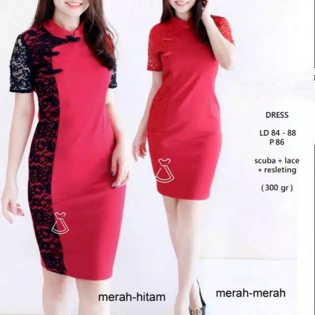 [XOXOQU] XX1460 DRESS IMLEK BORDIR MEWAH / DRESS CHEONGSAM / DRESS WEDDING PARTY WANITA MODERN MURAH