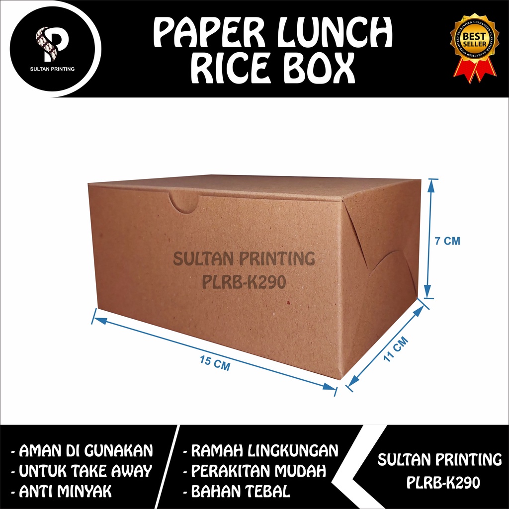 RICE BOX POLOS 15 x 11 x 7 CM/ SNACK BOX / BOX FRIED CHICKEN / KEMASAN CATERING MODEL KUNCIAN