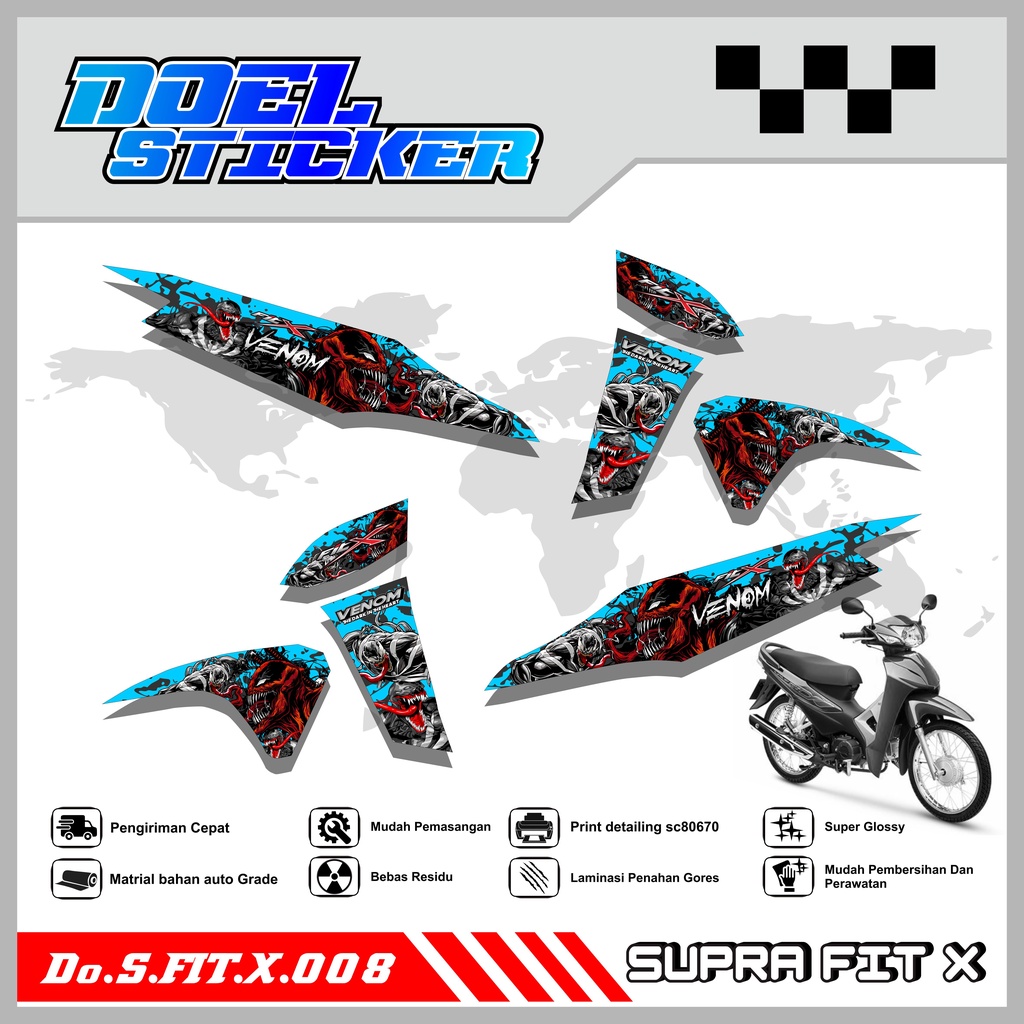 STICKER STRIPING SUPRA FIT NEW SUPRA FIT NEW / FIT X / FIT LIST VARIASI HOLOGRAM , CROME DOEL 008