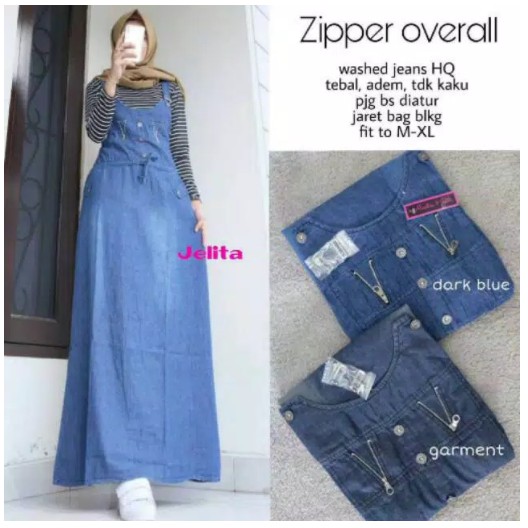 ZIPPER OVERALL!! OVERALL MODIS MATT JEANS WASH FIT TO XL (DNM)