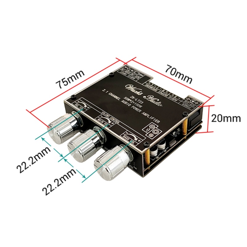 Papan Amplifier btsg 50W+50W Bluetooth-compatible 5.1, Papan Ampli 100w 2.1 Channel DC9-24V Stereo AMP Board