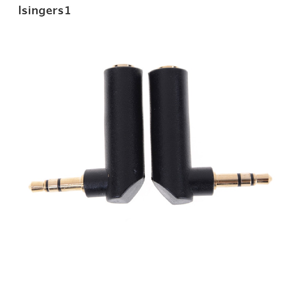 (lsingers1) 2pcs Adapter Konektor Plug 3.5mm Female Ke 3.5mm Male Bentuk L