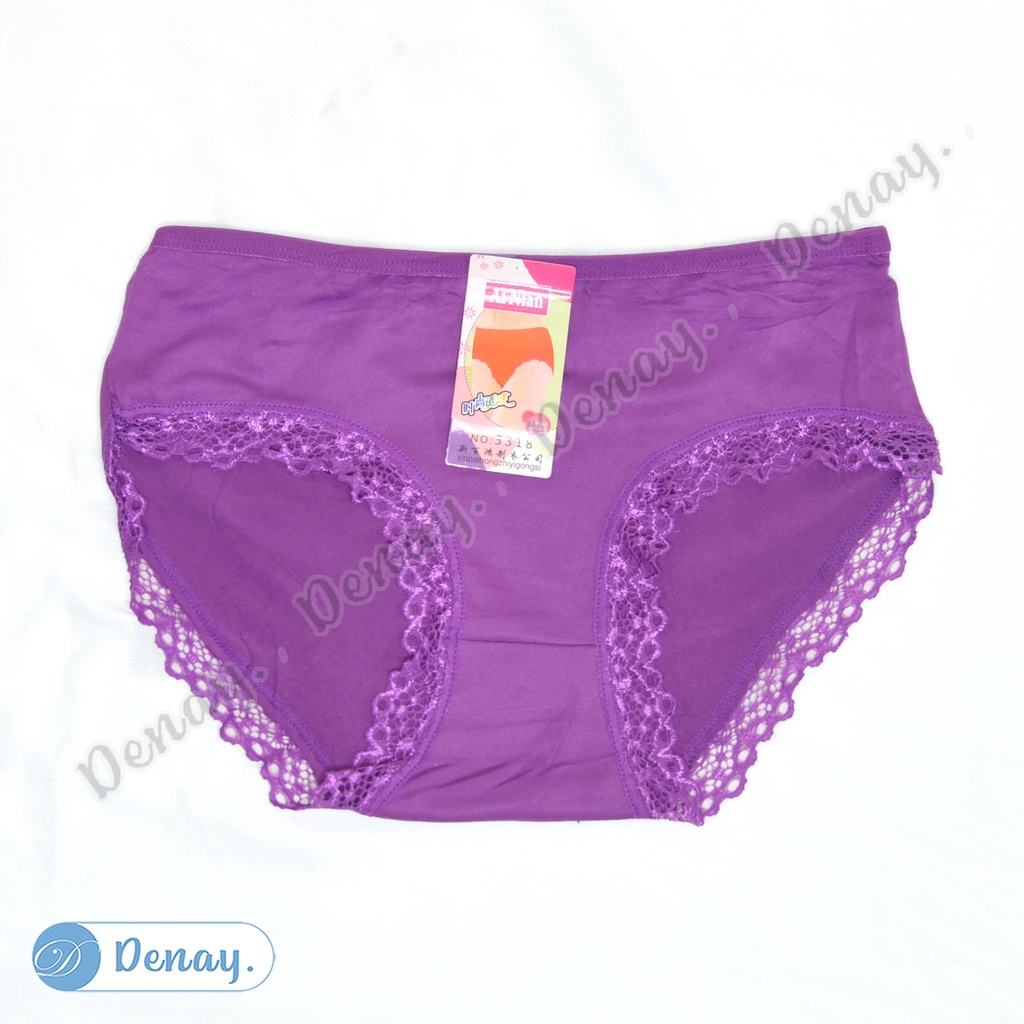 Tokodenay - Celana Dalam Wanita - CD Ainian 3318 Renda Polos - Spandex Premium Quality - Isi 12 Pcs