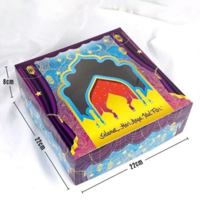 

Kotak Kue Hampers Lebaran 'Kotak Ungu' / Box Idul Fitri 22x22x8 cm